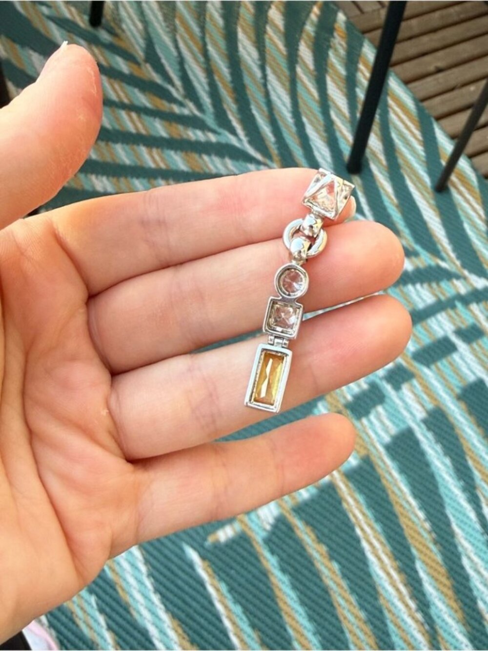 Sterling Silver 925 Feri Drop Pendant with Yellow Stone - Picture 5 of 6